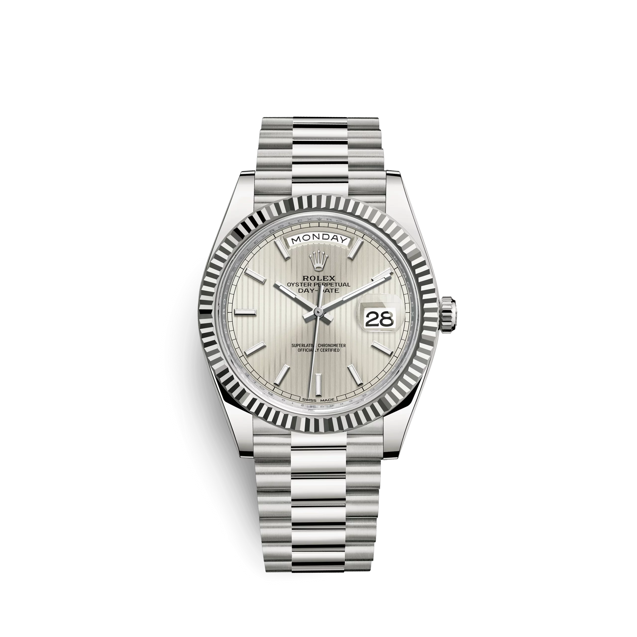 rolex day date white gold silver scaled